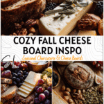 Rustic fall cheese board with seasonal fruits, nuts, and bread styled as an Autumn Food Board. 2
